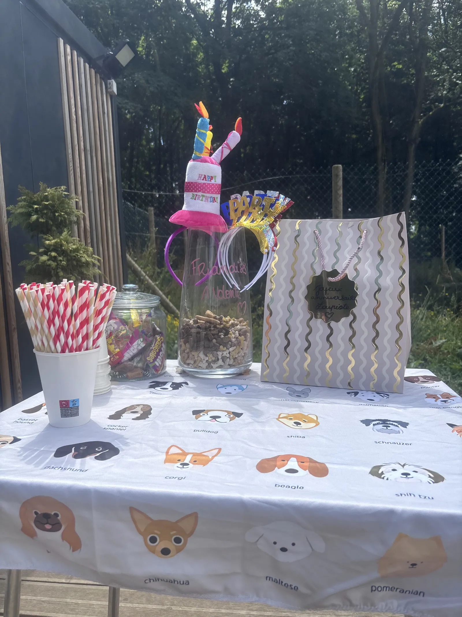 Décoration et goûter préparés pour un Canniversaire
